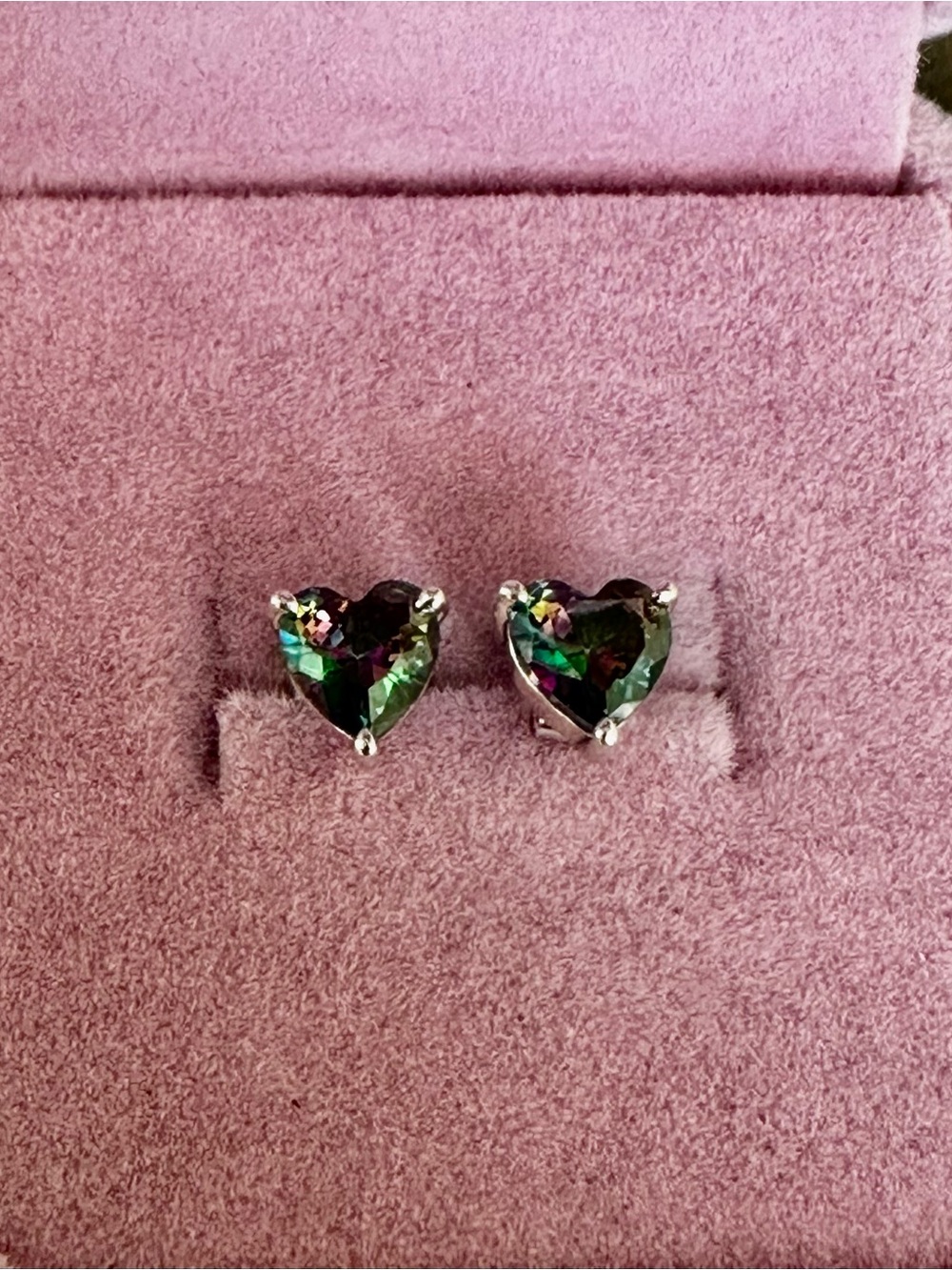 Heart-Shaped Mystic Topaz Stud Earrings - Picture 4 of 6